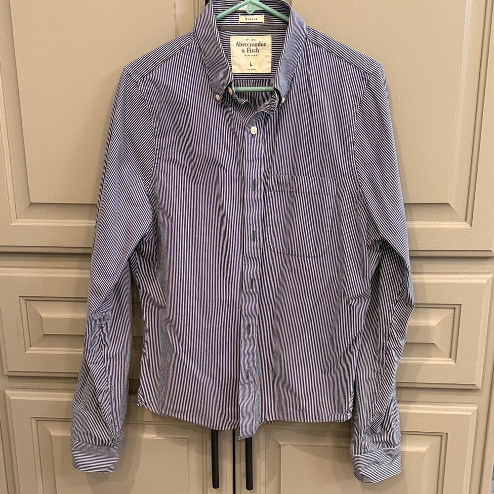Abercrombie & Fitch Navy Striped Casual Shirt
